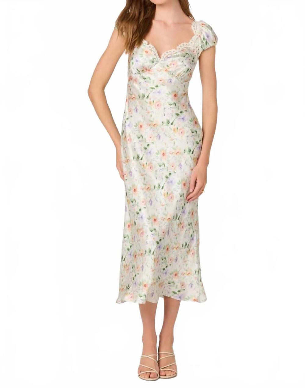 NEW ASTR makaela puff sleeve midi dress in white